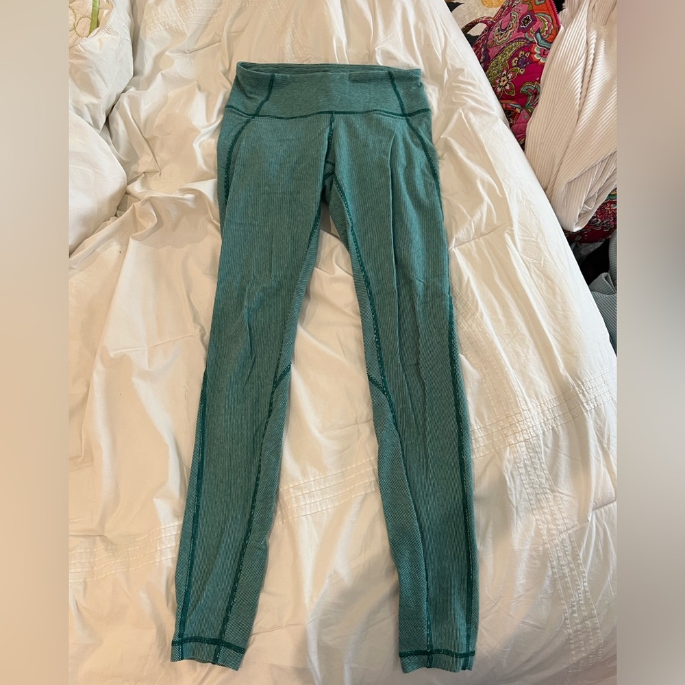Green striped lululemon leggings